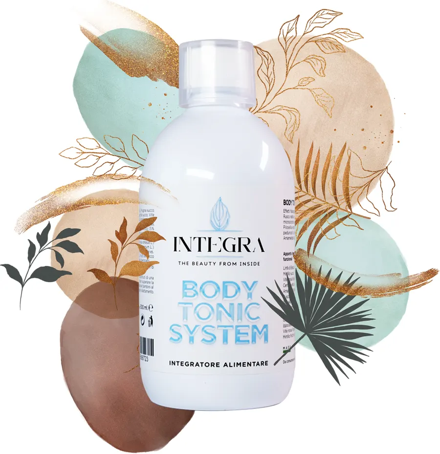 Body Tonic System, boca sa plavim natpisom u akvarelu plavih tonova